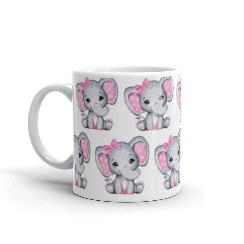 Pink Elephant With Heart Mug Accent Mug Campfire Mug Color Changing Mug Elephant Lover Gifts Double Side Printed Ceramic Coffee Mug Tea Cups Latte