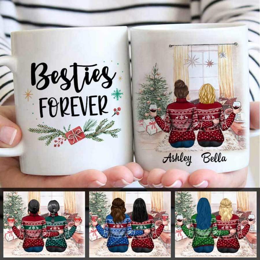 Besties Christmas Tree Personalized Coffee Mug