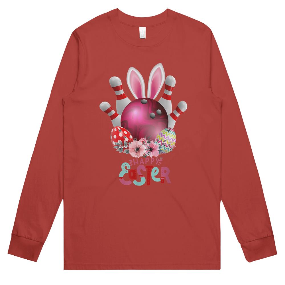 Bowling Happy Easter Day Bunny Eggs Gift Long Sleeve T Shirts