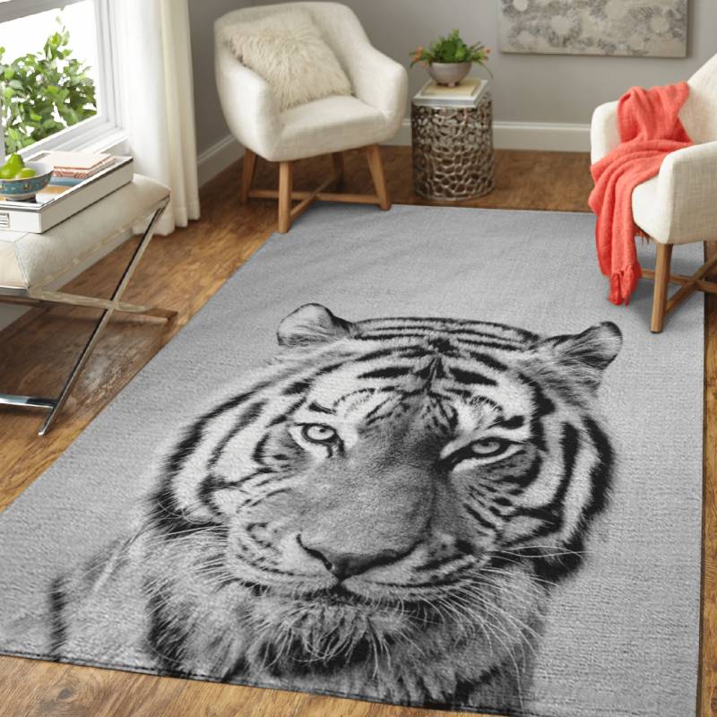 Tiger BW – Animals Black & White Area Rug Carpet