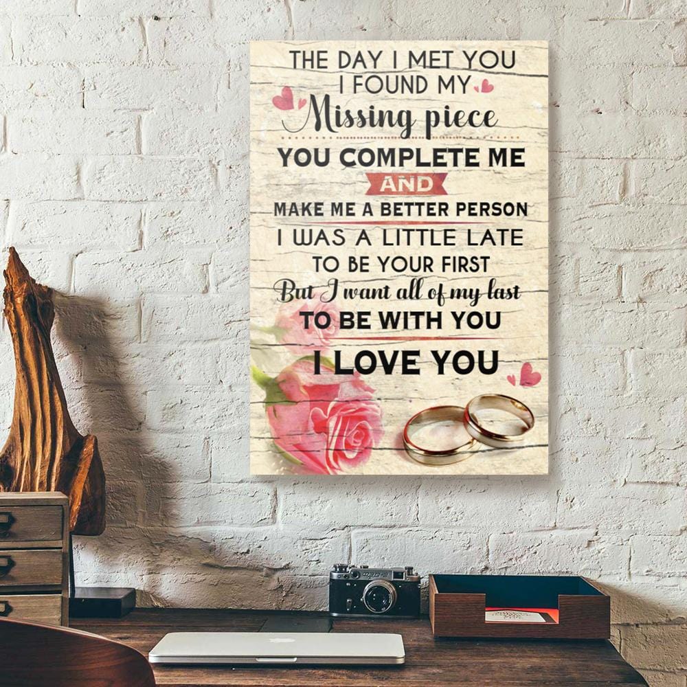 Canvas Prints The Day I Met You I Found My Missing Piece Rose Rings Canvas Wall Art Home Decor