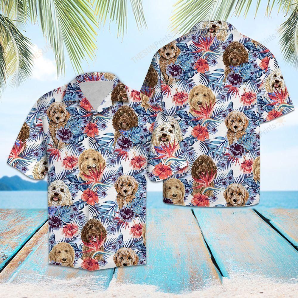 Goldendoodle Hibiscus Flower Hawaiian Shirt Ha67042