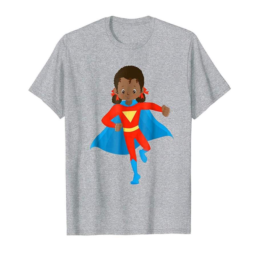 African American Girl Super Hero Kids T Shirt