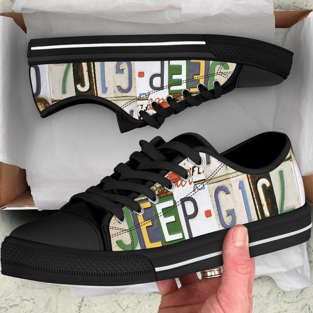 Jeep Girl Black Low Top Shoes, Custom Shoes, Jeep Car Shoes, Gift for Jeep Drivers, Jeep Lovers Gift, Jeep Owners Birthday Gift