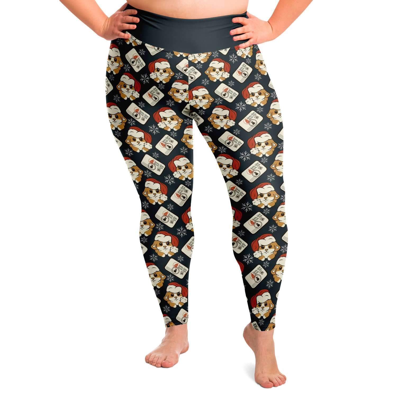 Santa Corgi Christmas Animal Print Plus Size Ladies Fashion Leggings