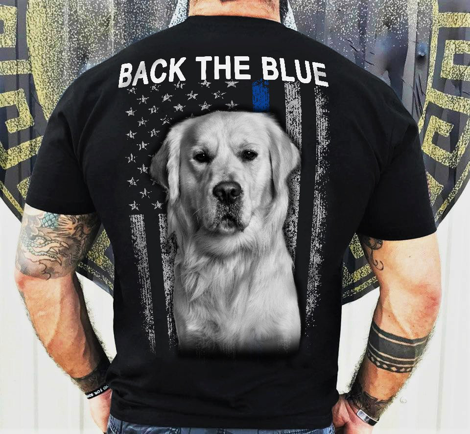 Golden Retriever American Flag Back The Blue Standard Men T-shirt