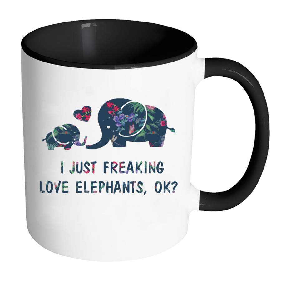 I Just Freaking Love Elephants Ok (w) – Full-Wrap Coffee Colors Accent Mug