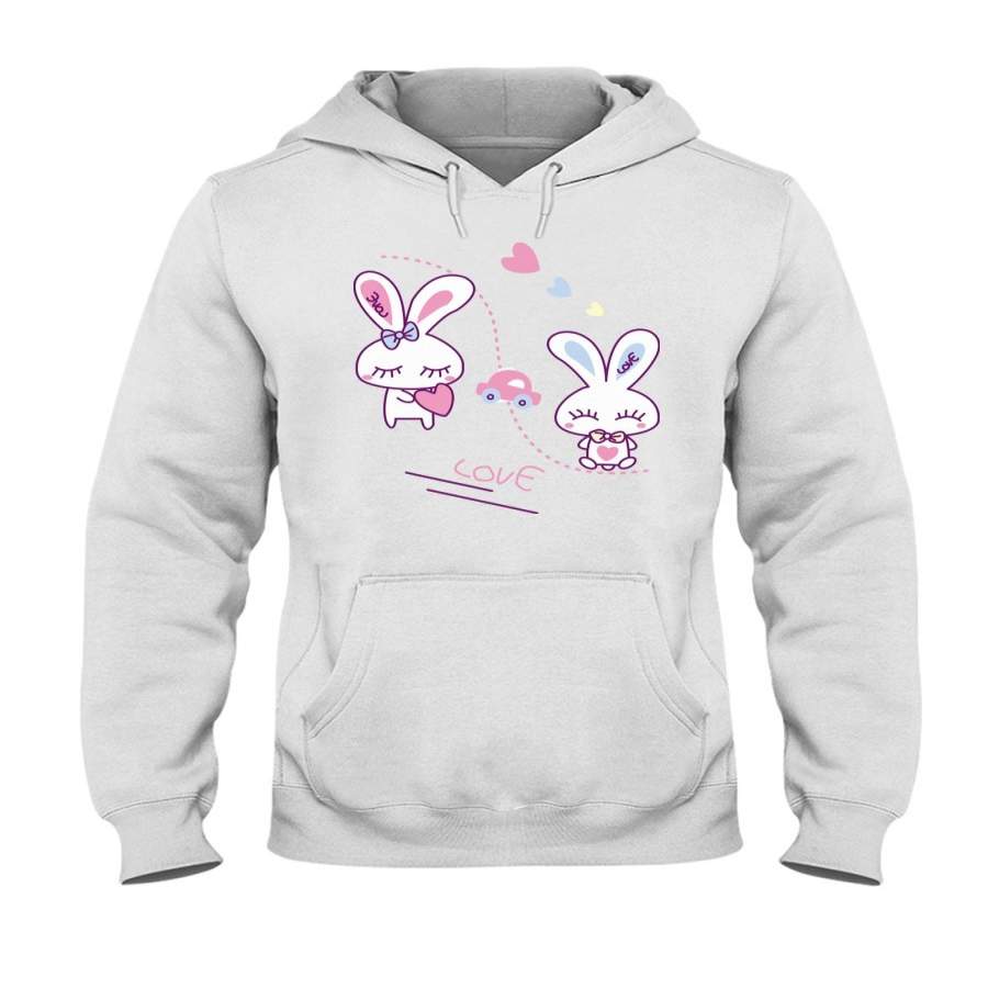 Cute Bunny Couple Love Valetine Gift Hoodie