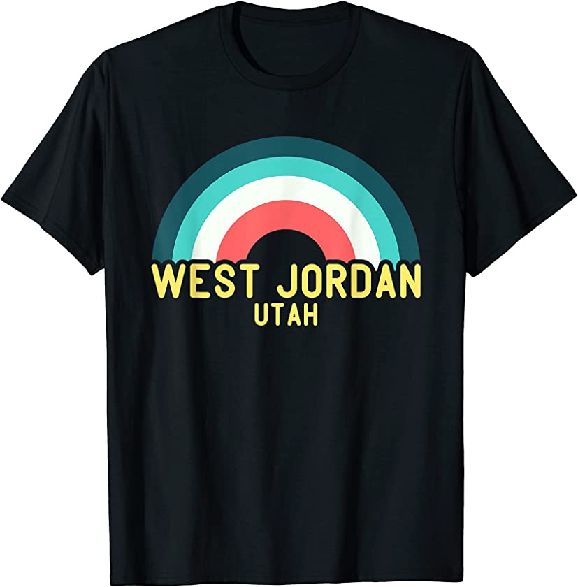 West Jordan Utah Vintage Retro Rainbow T-Shirt