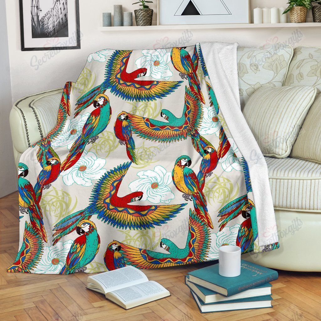 Parrot Flower Pattern Gs-Cl-Dt1903 Fleece Blanket