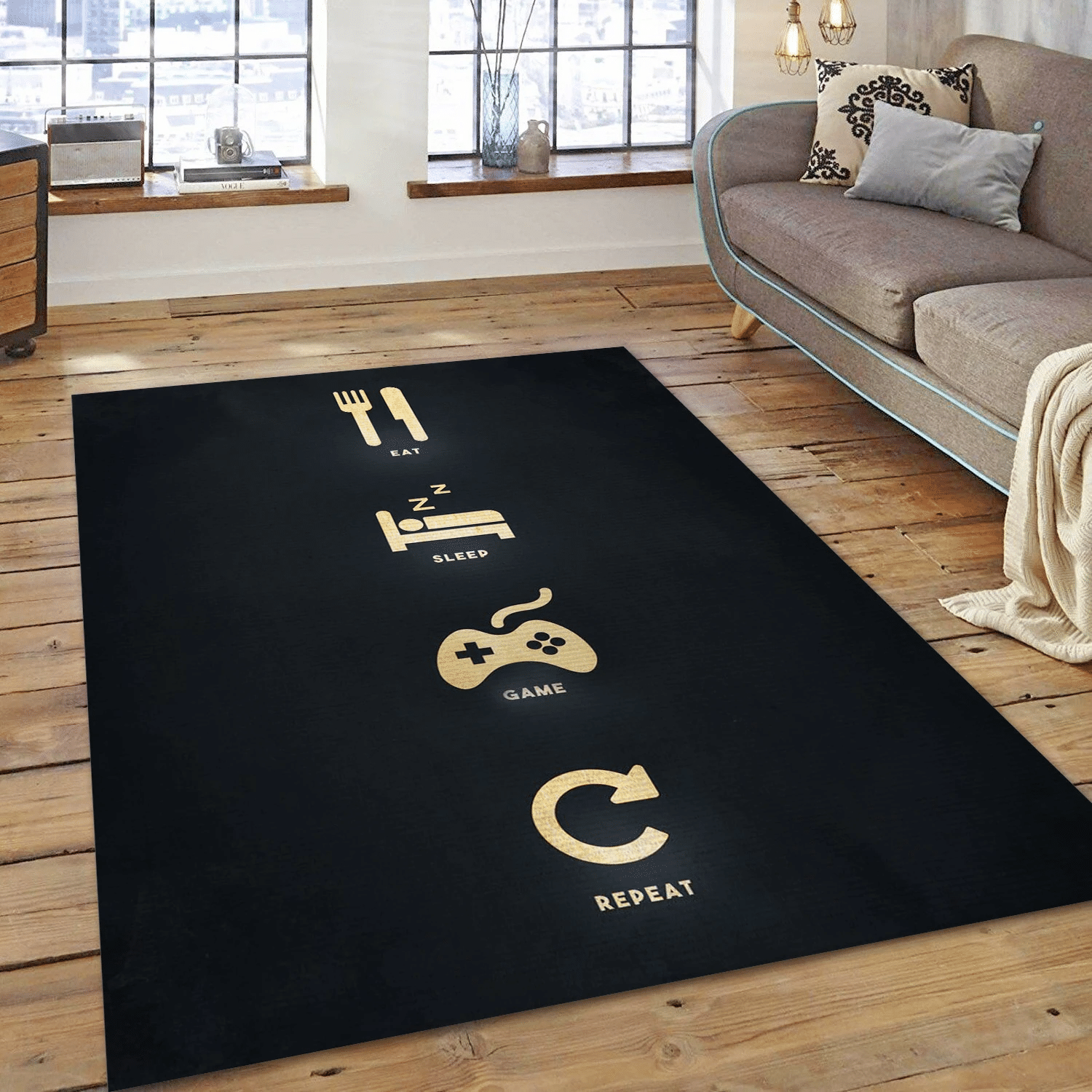 Steps For A Gamer Life Area Rug Carpet, Living Room Rug – Christmas Gift Us Decor