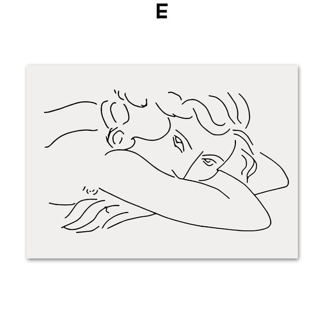 Picasso Matisse Girl Bird Line Drawing Wall Art Canvas Painting Nordic Posters And Prints Wall Pictures For Living Room Decor