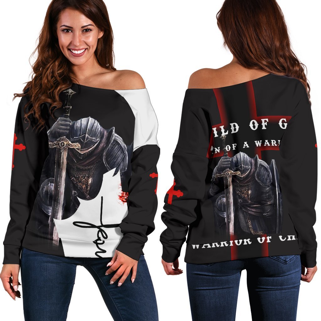 A Child Of God A Man Of A Warrior Of Christ Shoulder Sweater