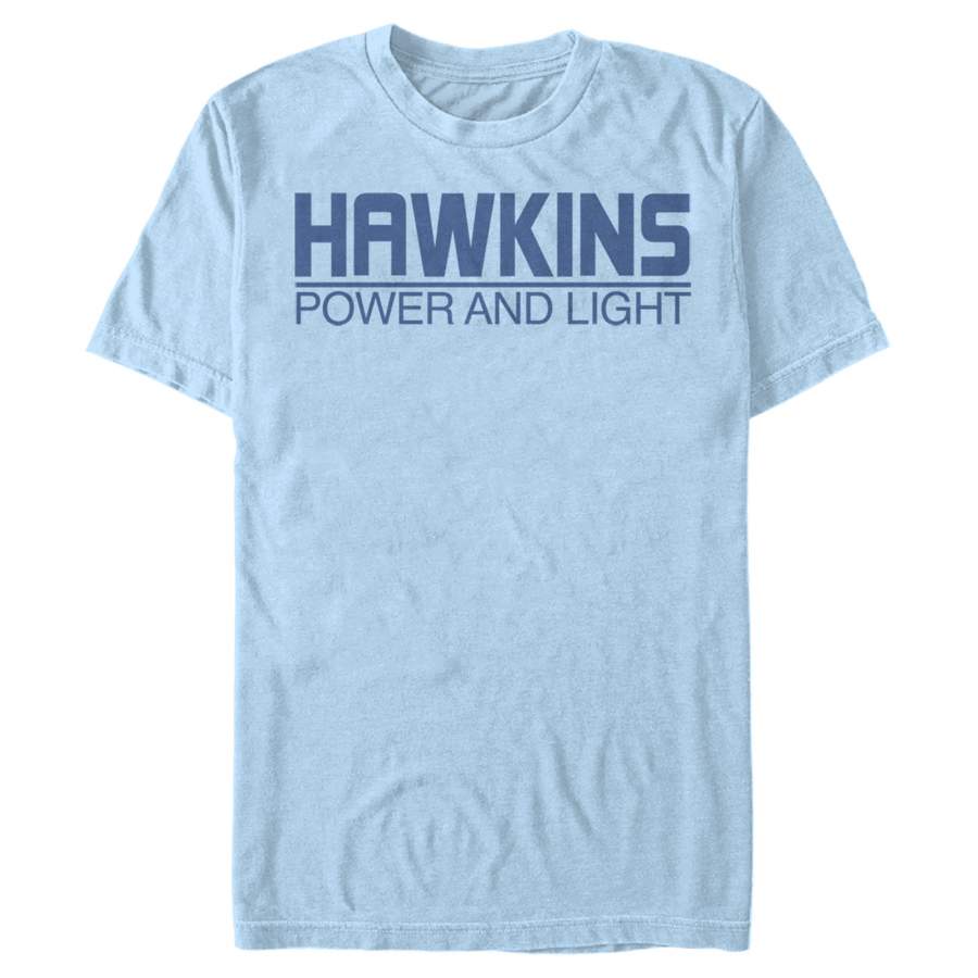 Stranger Things Men’s Hawkins Power and Light Logo  T Shirt