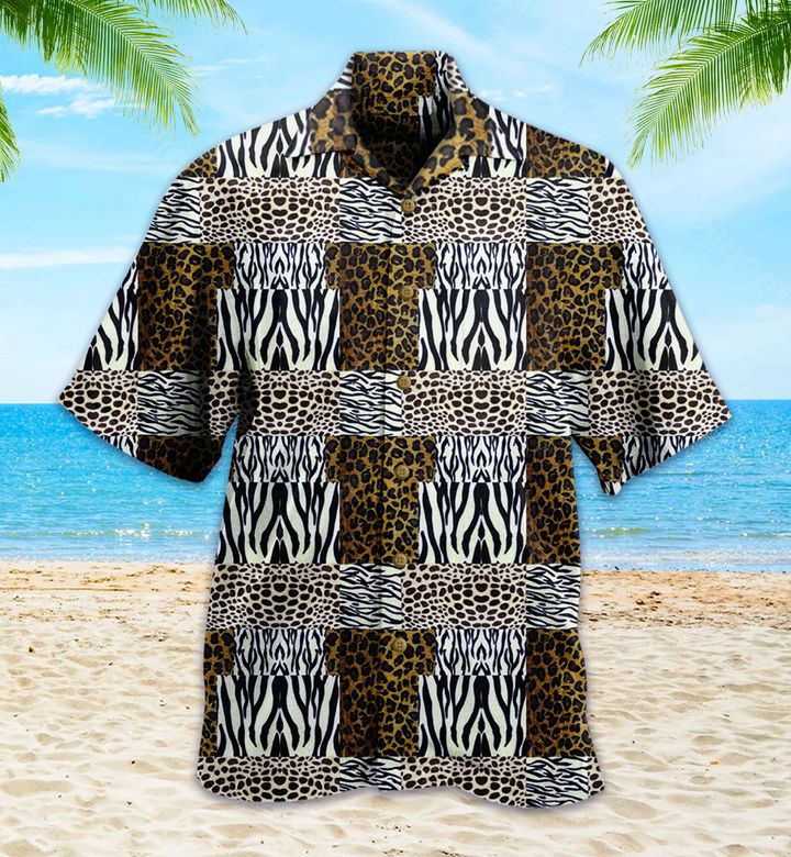 Zebra Leopard Black Hawaiian Shirt 3D Hawaiian Shirt