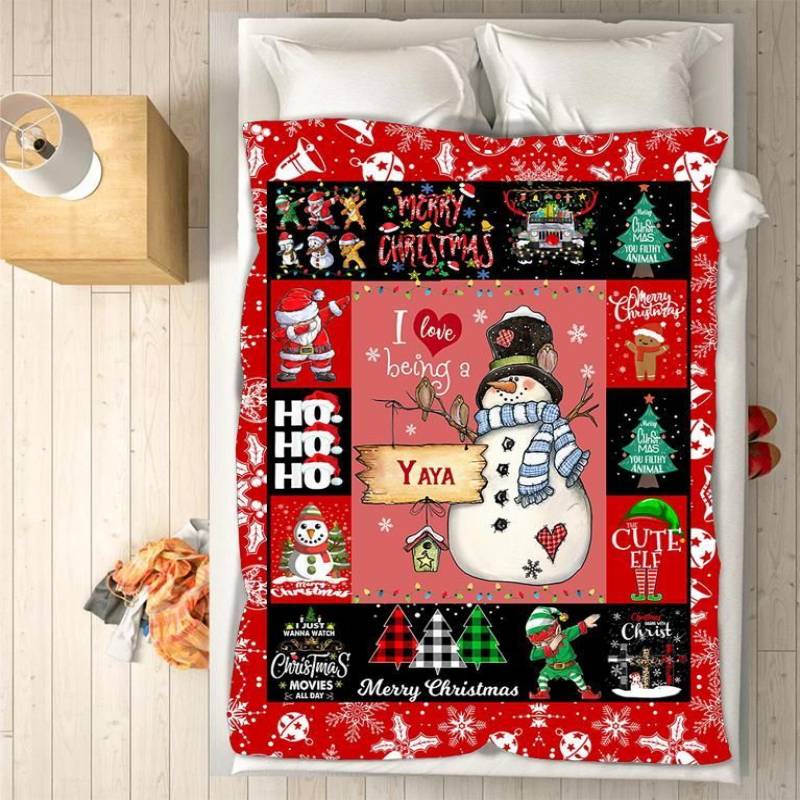 Custom Blankets – Yaya Snowman Christmas Blanket – Fleece Blankets