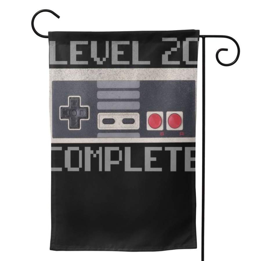 2 Pcs Garden Flag Level 20 Complete Retro Gamer 20th Birthday Horizontal Poster 12.5″x18″ -Mothers Day, Birthday Gifts for Mom, Dad, Wife, Husband, Daughters, Grandma, Friends