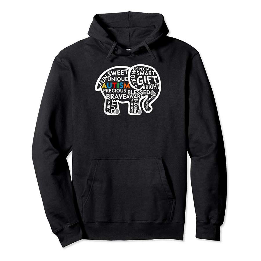 Autism Awareness Elephant Word Collage for Men Women T Shirt Hoodie Premium Tee