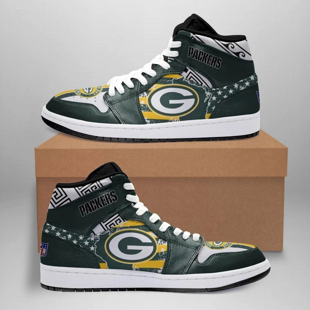 Green Bay Packers Fashionable Design Air Jordan 1 Mid Printing Shoes Sneaker