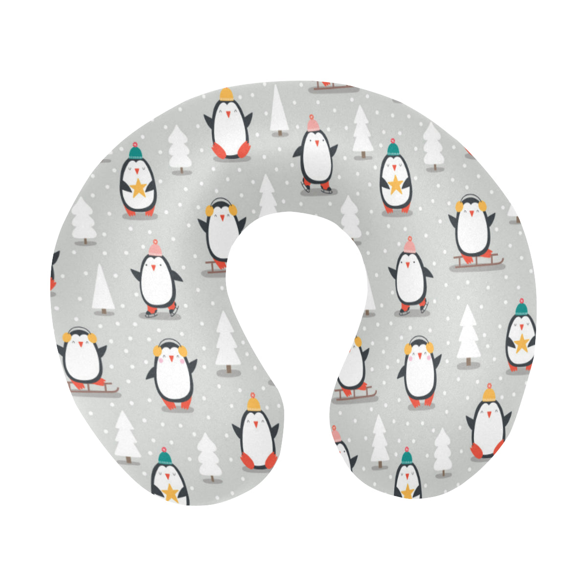 Cute Penguin Christmas Pattern U-Shaped Travel Neck Pillow