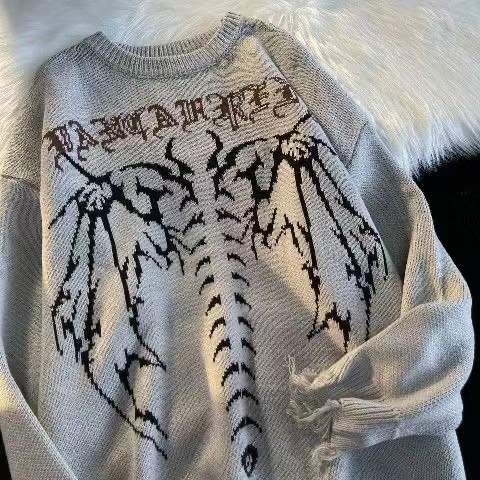 2022 Korean Fashion Retro Fairy Grunge Aesthetic Sweater Men Goth Punk Harajuku Tops Y2K Dark Alternative Men and Women Clothes alx