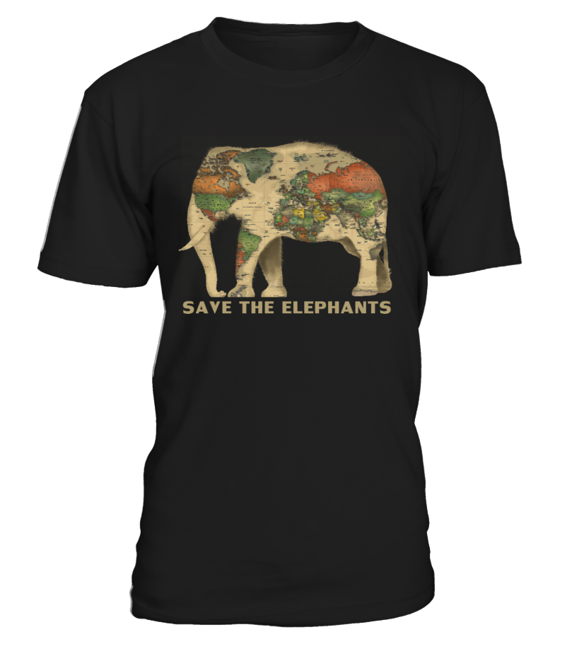 Save The Elephants (World Map) T Shirts C-0G39X