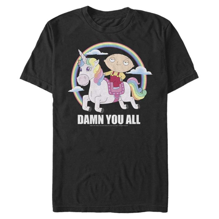 Family Guy Men’s Stewie Damn You All Unicorn  T-Shirt