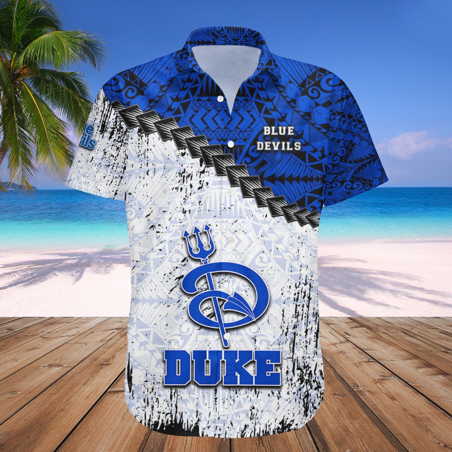 Duke Blue Devils Hawaii Shirt Grunge Polynesian Tattoo – NCCA