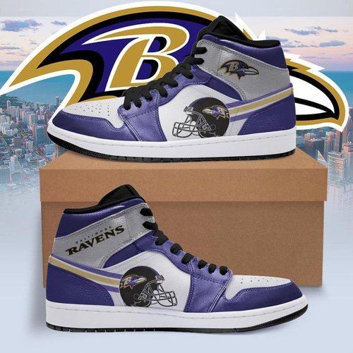 Baltimore Ravens Jordan Sneakers For Fan High Top Custom Shoes Air Jordan High Sneakers Sport Sneakers V525