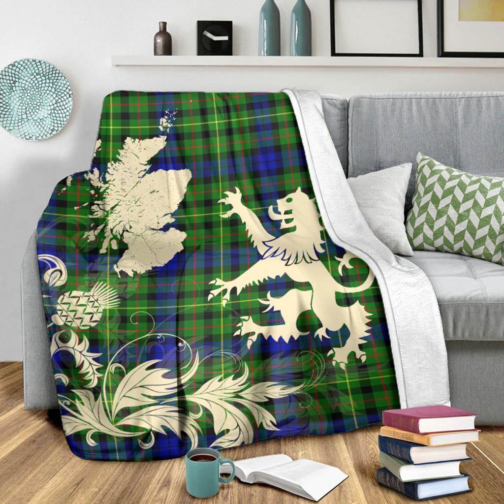 Tartan Blanket Rollo Modern Tartan Scotland Lion Thistle Map Plaid Blanket