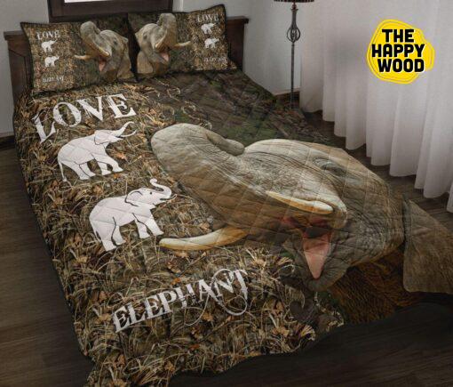 Love Elephant Forest Dry Beauty Style Quilt Bed Set And Pillow Covers