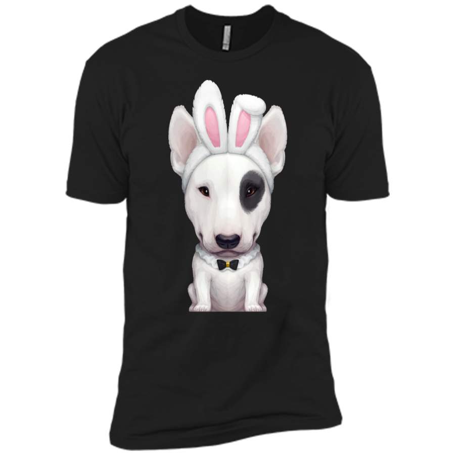 Bull Terrier with Eye Patch in Easter Bunny Costume T-Shirt Next Level Premium Short Sleeve Tee