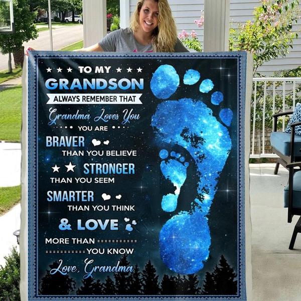 To My Grandson Fleece Blanket, Gift For Grandson From Grandma Blanket, Always Remember That Grandma Loves You