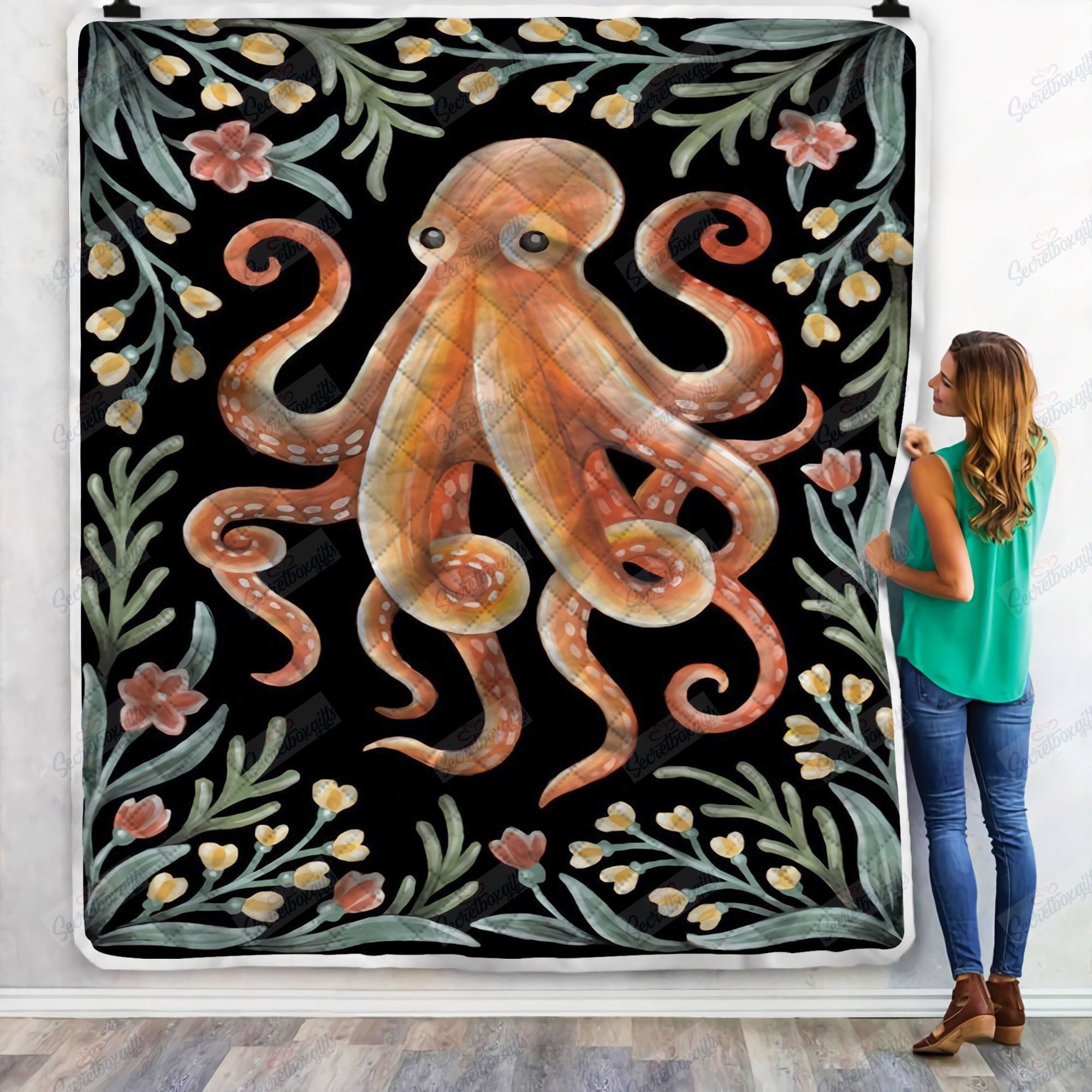 Octopus Flower Gs-0307Qv Fleece Blanket