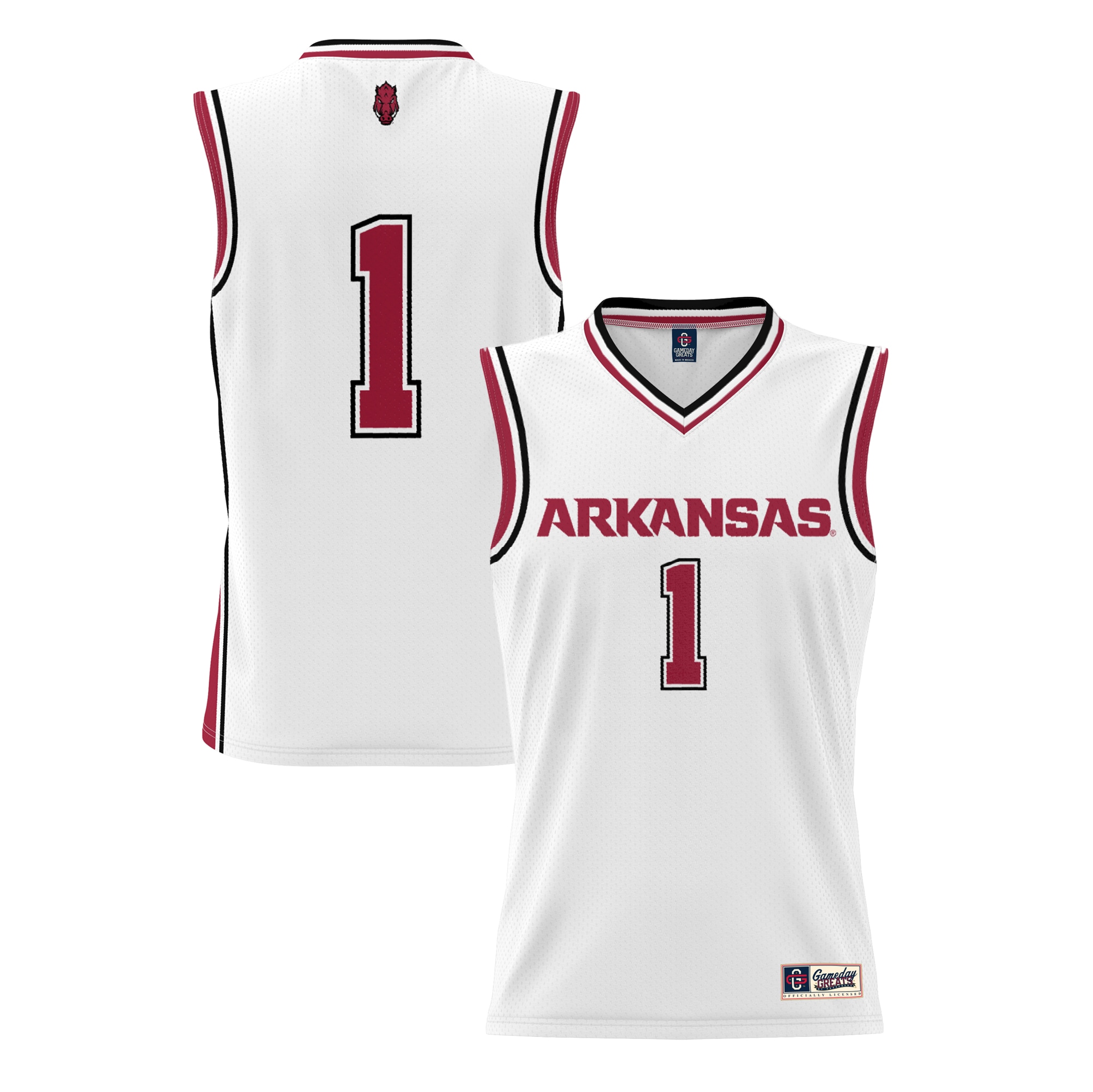 #1 Arkansas Razorbacks GameDay Greats Youth Lightweight Basketball Jersey – White