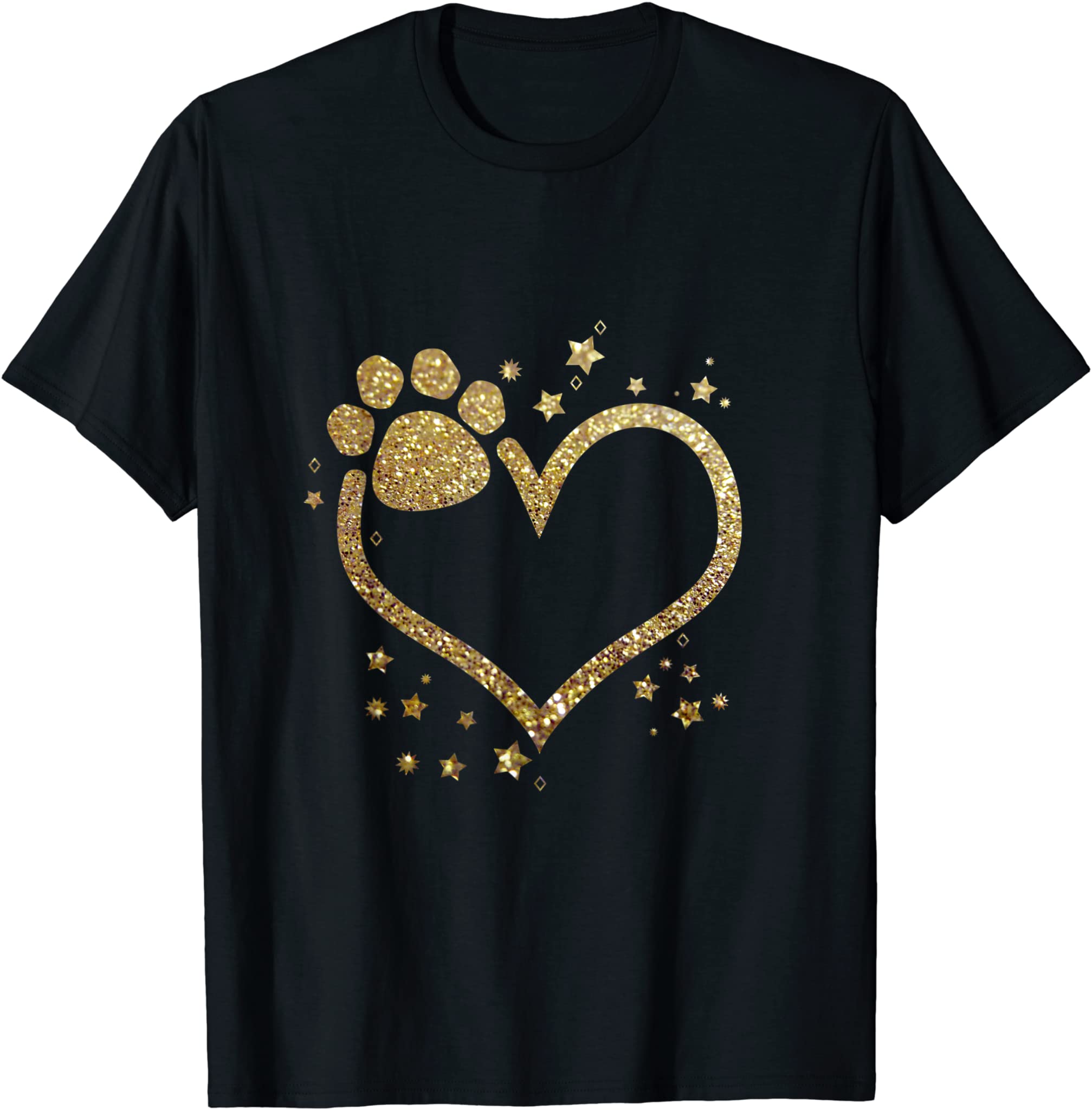 Yellow Paw Print Heart Cute Dog Cat Love Valentines Day T-Shirt