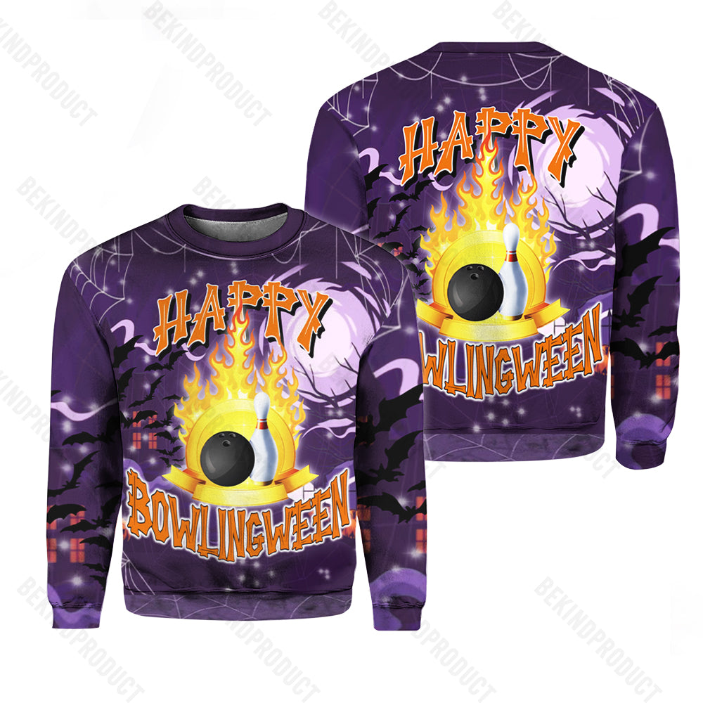 Happy Bowlingween Crewneck Sweatshirt All Over Print Sweatshirt For Women Sweatshirt For Men Swn1200