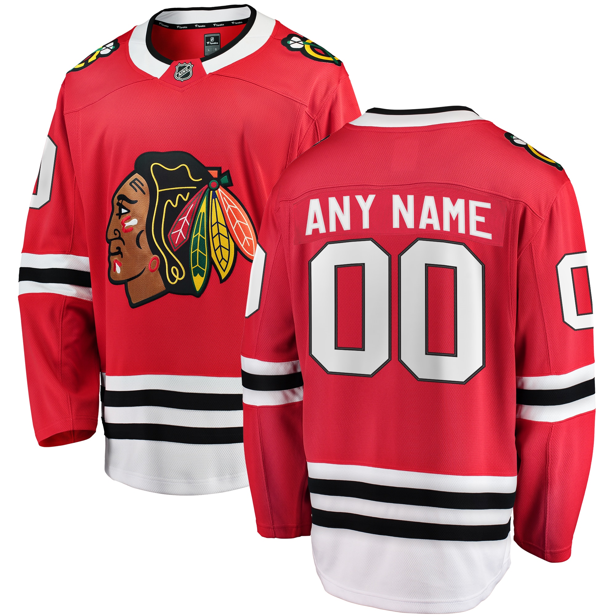 Chicago Blackhawks Branded Home Breakaway Custom Jersey – Red