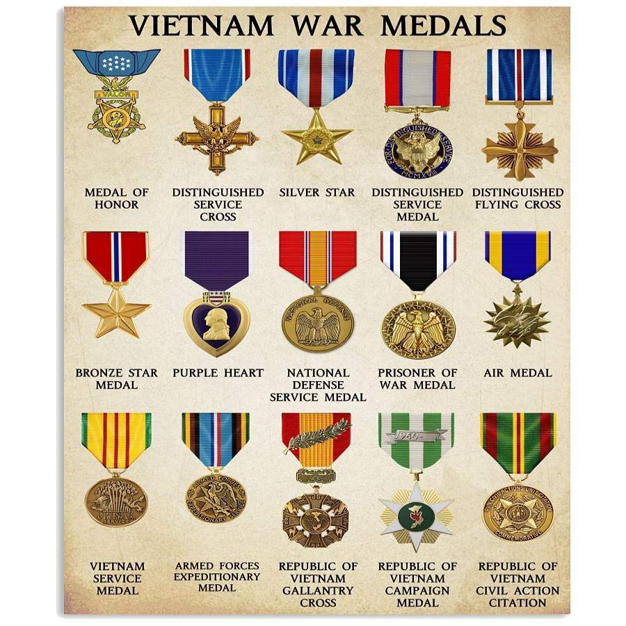 Vietnam War Medals Custom Design Vertical Poster - Poster Art Design