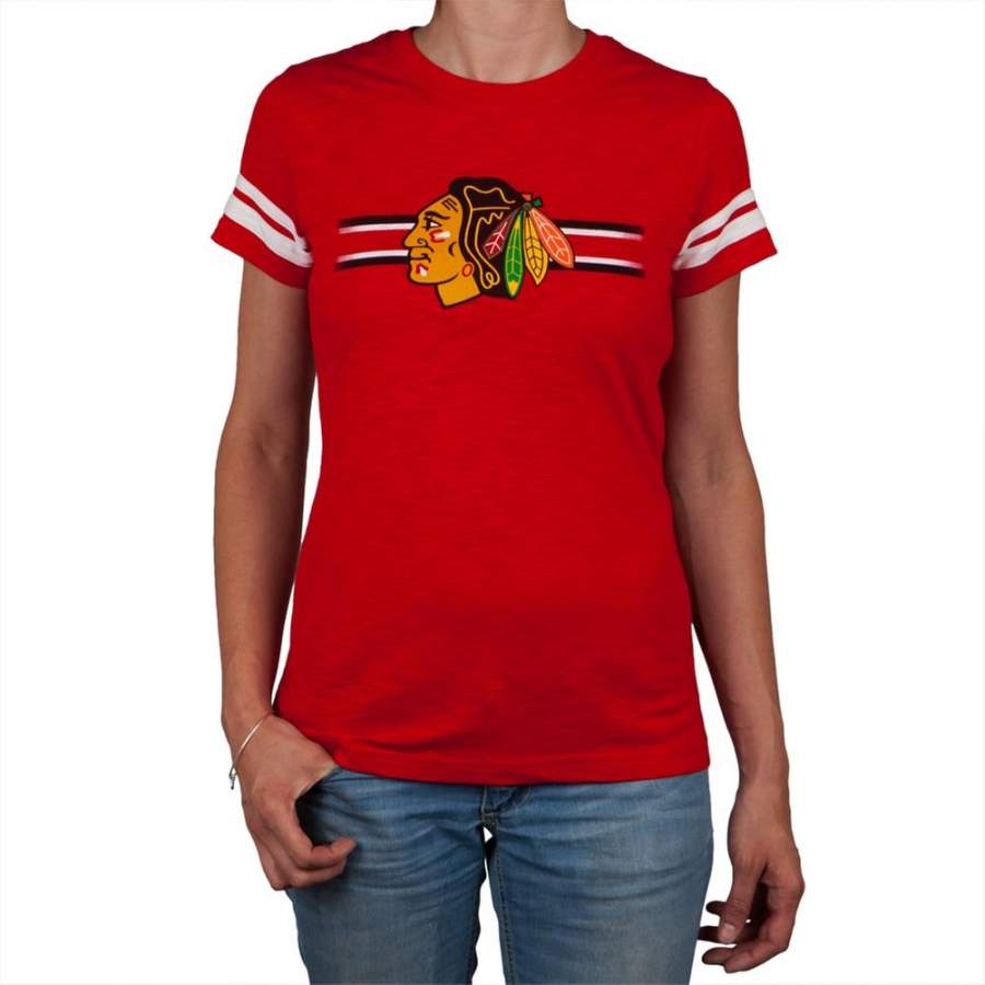 Chicago Blackhawks – Bar Stripe Logo Juniors Jersey T-Shirt