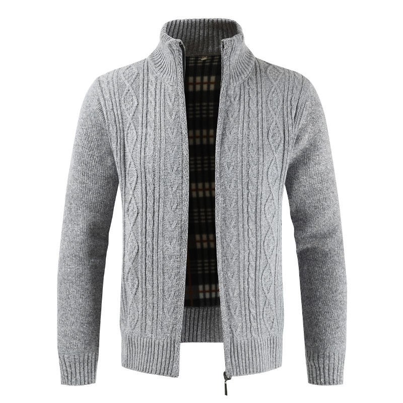 2022 Autumn Winter Mens Sweater Fashion Brand Casual Sweater Stand Collar Cardigan Men Striped Slim Knitted Men’s Sweatercoat alx