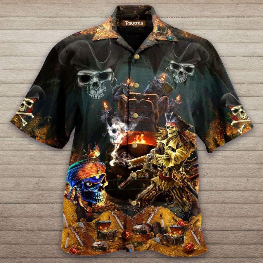 Amazing Pirate Skull Finding Treasure Hawaiian Shirts