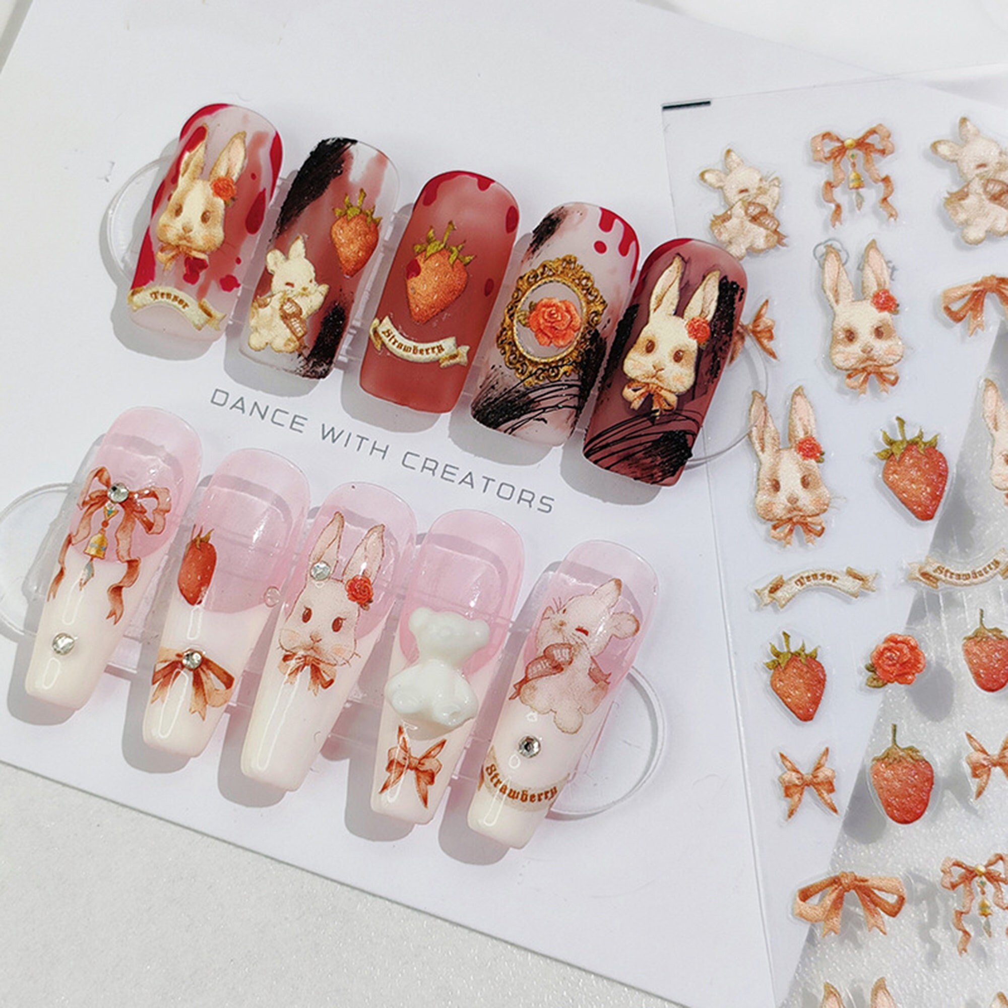 Nail Stickers, Bunny Nail Stickers, Rabbit Nail Decals,Nail Decal Art, 3D Nails, 5D Nails, DIY Nails