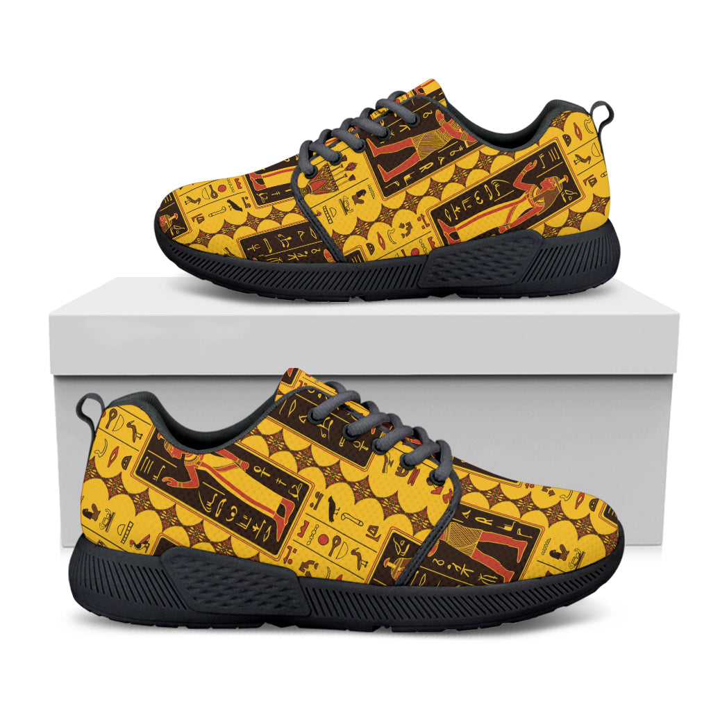 Ancient Egypt Pattern Print Black Athletic Shoes