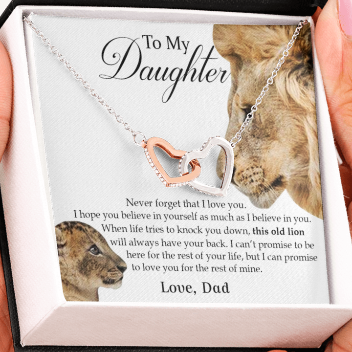 To My Daughter • Interlocking Heart Necklace • Old Lion