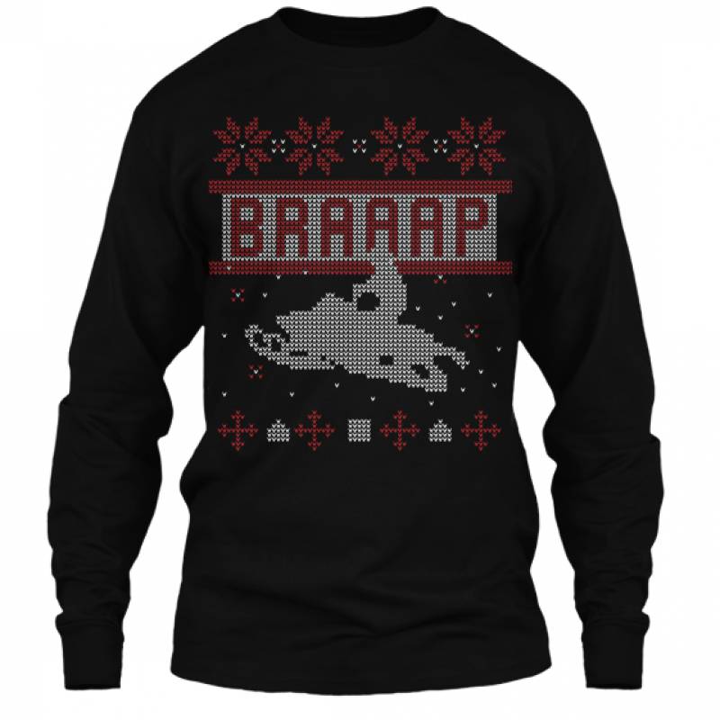 Braaap Snowmobile Ugly Christmas Long Sleeve Shirts