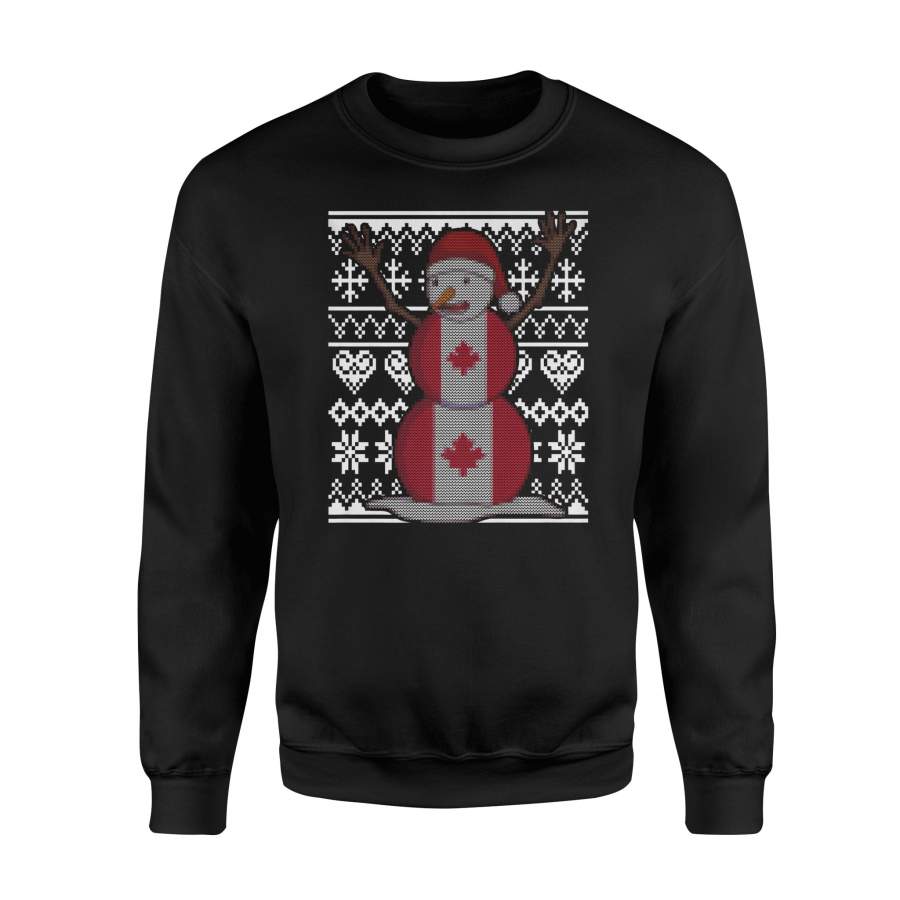 Canadian Ugly Christmas Snowman Flag Of Canada Sweatshirt