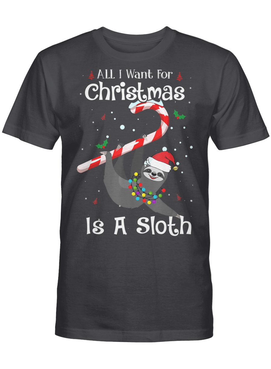 AmazeStyleZ Santa’s Reindeer, Ugly Christmas Sweater, Christmas Gift Ideas, All I Want For Christmas Is Sloth Lovers Christmas Pajama T-Shirt