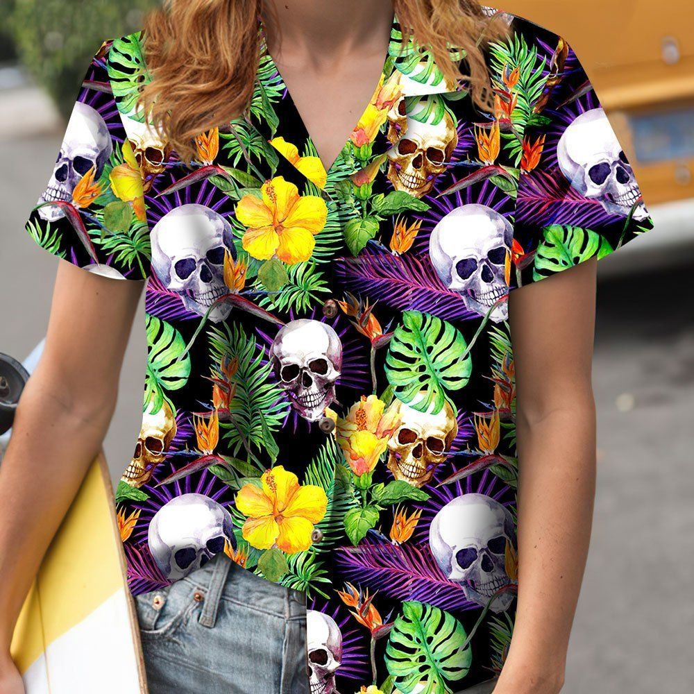 Buy Skull Purple Tropical Hawaii Shirt Ha17135