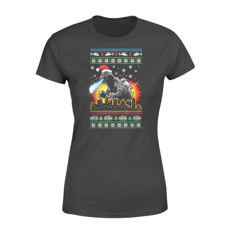 Funny Godzilla Ugly Christmas Sweater Women’s Christmas Shirts